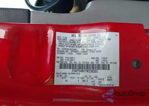 2007 Ford Focus S/Se/Ses from USA, damaged, VIN 1FAFP34N17W238305